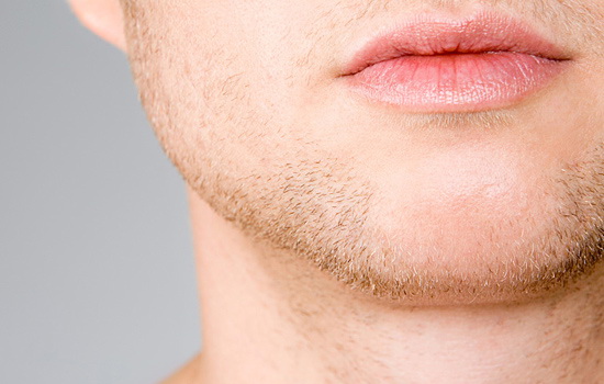 Male mouth chin and neck